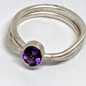 Handcrafted Amethyst Sterling Silver Ring Size 5